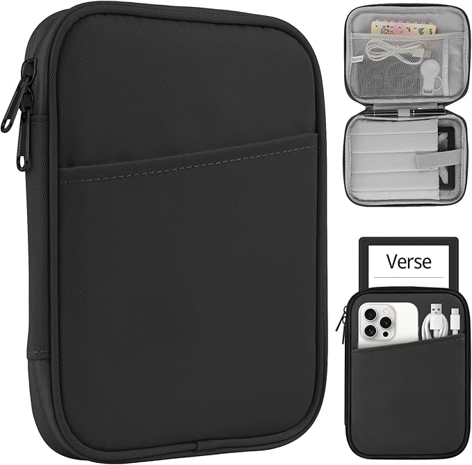 HoYiXi Universal Sleeve Bag for 6",6.8",7" Kindle Paperwhite/Colorsoft 2024-2012 Compatible with 6"-6.8" All-New Kindle/Kobo/Tolino/Sony,6" EReader with Anti-Drop Protective Cover,Black