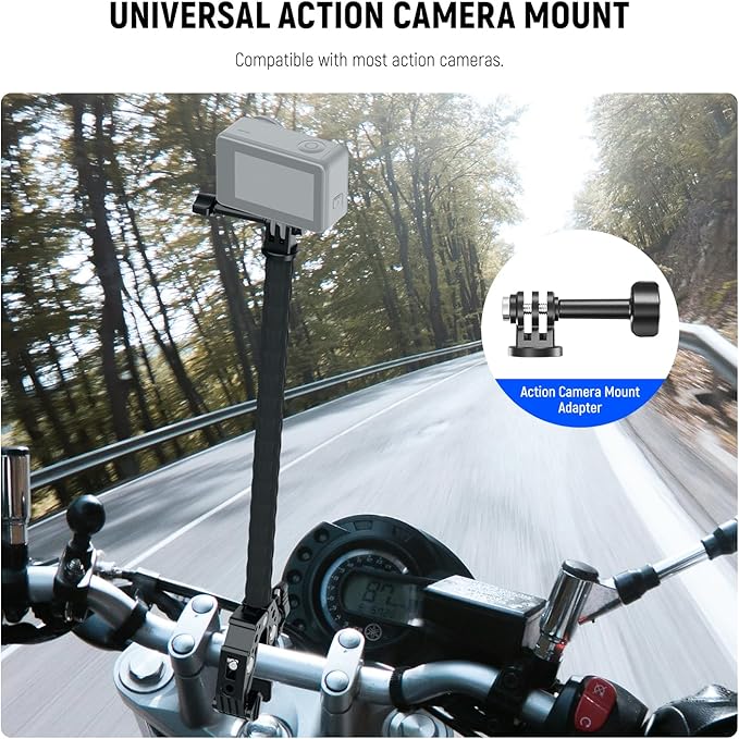 NEEWER Action Camera Mount Kit with Super Clamp, Soft Tube, Action Camera Adapter, Adjustable Holder for Flat/Round Surfaces, Compatible with GoPro Insta360 DJI Smartphone GP-26