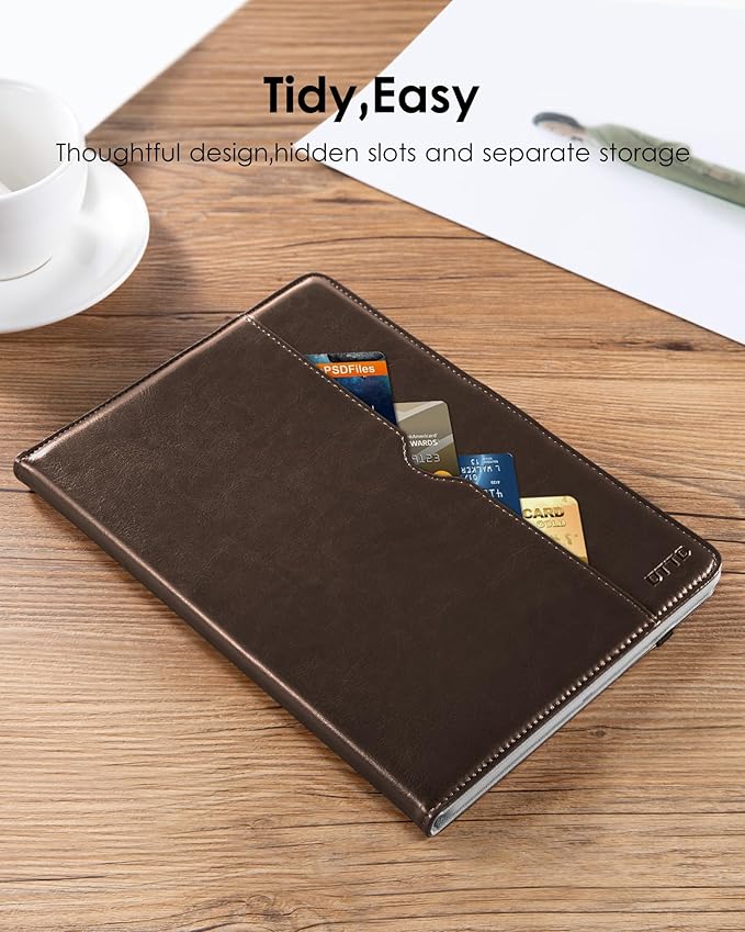 DTTO for iPad 9.7 Inch 5th/6th Generation 2018/2017 Case with Apple Pencil Holder, Premium Leather Folio Stand Cover Case for Apple iPad 9.7 inch, Also Fit iPad Pro 9.7/Air 2/Air - Dark Brown