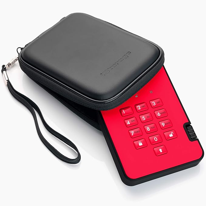 iStorage diskAshur2 HDD 500GB Red | Secure portable hard drive | Password protected | Dust & water resistant | Hardware Encryption