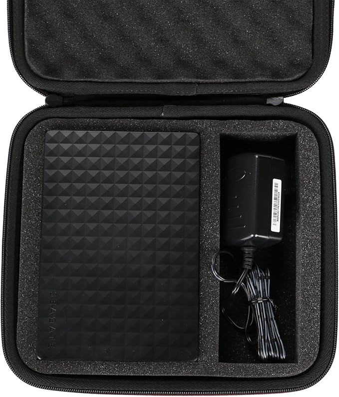 LTGEM Hard Case for Seagate Expansion 2TB 3TB 4TB 5TB 8TB 16TB 20TB 22TB 24TB Desktop External Hard Drive USB 3.0 with Dense Foam. Fits USB Cable and Charger.(Black)