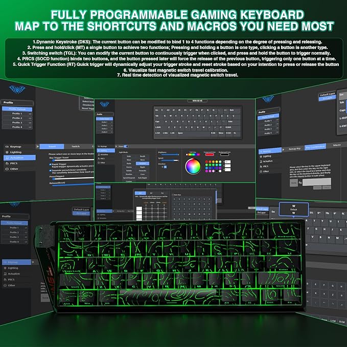 Aula WIN60 HE - 60% Mechanical Gaming Keyboard Wired, Hall Effect Magnetic Switch Hot Swappable, Adjustable Actuation RT Mode, 8000 Hz Polling Rate, RGB Keyboard 60 Percent Compact Design for PC