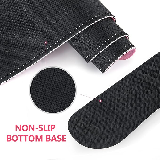 DINKY Keyboard Mouse Pad Set, Large Gaming Mousepad + Memory Foam Ergonomic Keyboard Wrist Rest Support, Easy Typing Pain Relief, 4Pcs (35.4" x 15.7") Extended Desk Mat -Pink Glitter Letters