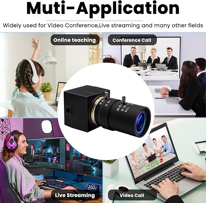 4K USB Camera - 10X Optical Zoom, Ultra HD 2160P, IMX415 Sensor, Plug and Play for Windows, Linux, Mac, Raspberry Pi