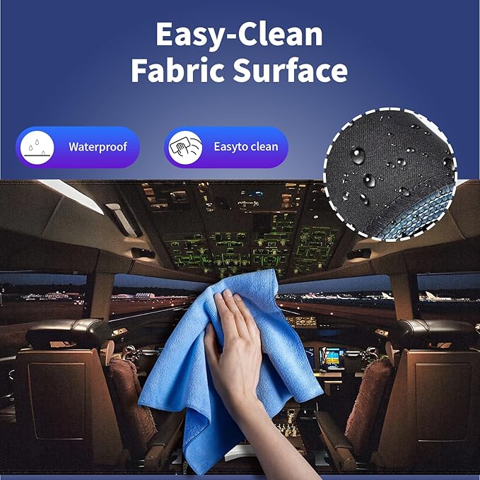 Extra Large Gaming & Office Mouse Pad (31.5" x 11.8") – Airplane Cockpit for Boeing 777 Enthusiast, Premium XXL Desk Mat with Durable Stitched Edges