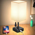 Table Lamp Dimmable cozoo USB Bedside Table Desk Lamp with 2 USB Charging Port(A+C) 2 Outlet,Nightstand Lamp with Charger Base White Fabric Shade,LED Touch Lamp for Bedroom/LivingRoom/Dorm/Home Office