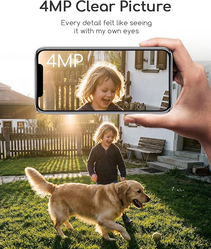 COOAU 4MP Security Cameras Wireless Outdoor Included 64GB Memory Card, No Subscription, Faster Charging Solar Powered, Cameras for Home Security Surveillance System for Wide-Area Whole-House Coverage