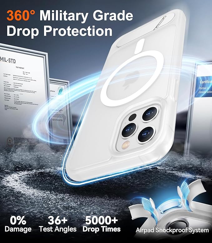 Magnetic Compatible with iPhone 12 Pro Max Case, [Built-in Invisible Kickstand][Compatible with MagSafe][Military Grade Shockproof] Slim Translucent Matte Phone Case for iPhone 12 Pro Max 6.7"