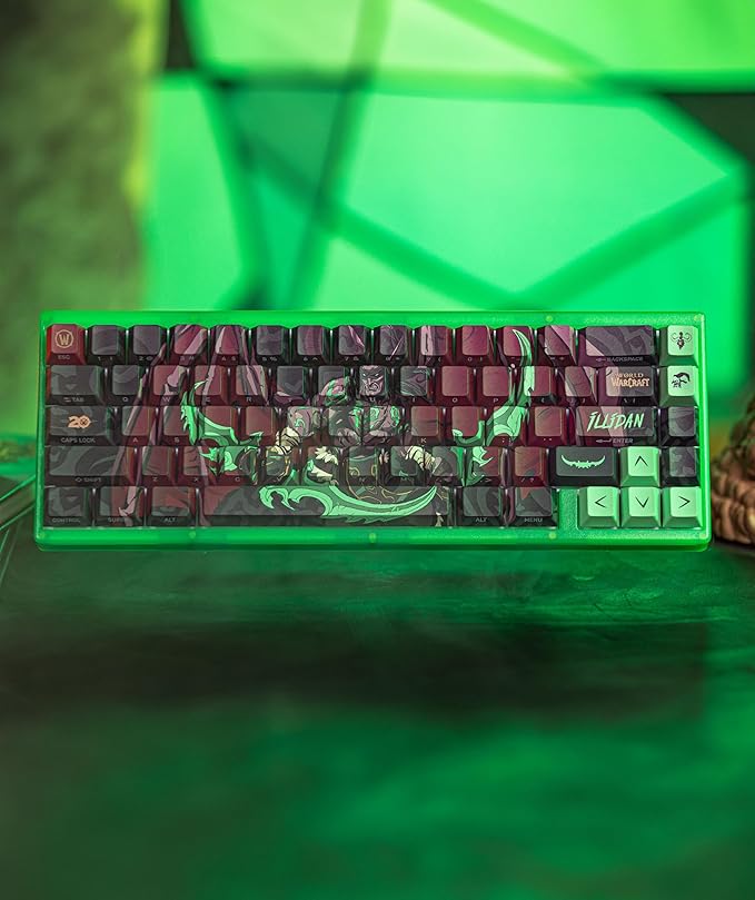 World Of Warcraft Illidan Stormrage Full Art keycap set PBT Dye Sub Keycaps for Mechanical Gaming Keyboards, Cherry MX Switches, Custom Side Print, ANSI ISO Support, US Layout - Officially Licensed