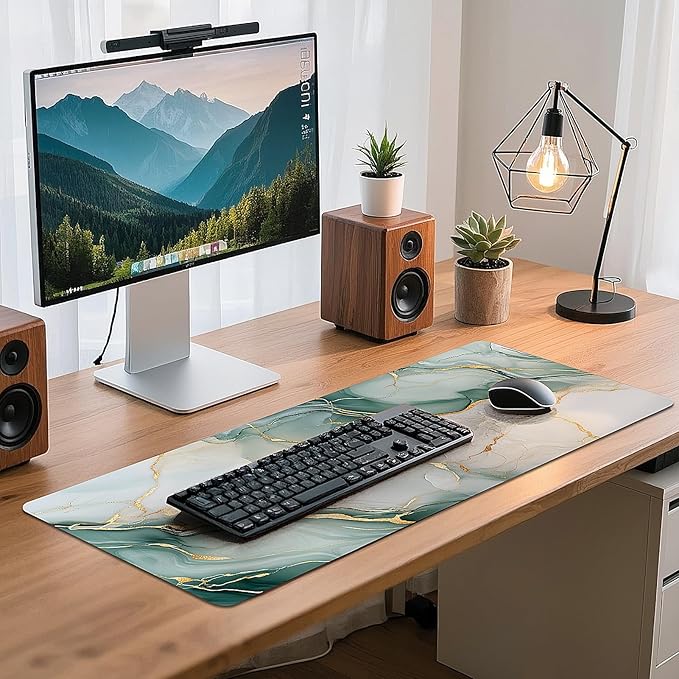 Gaming Mouse Pad - (31.5"×11.8") Marble Large Mouse Pads for Desk - Desk Mat for Keyboard and Mouse with Non-Slip Base, Desks Pad Matfor Game/Office & Home
