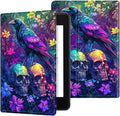 for All-New 6" Kindle 11th Generation 2024/2022 Release E-Reader Case, Slim Kickstand Stand Leather Smart Cover with Auto Wake/Sleep, Skull Purple Eagle