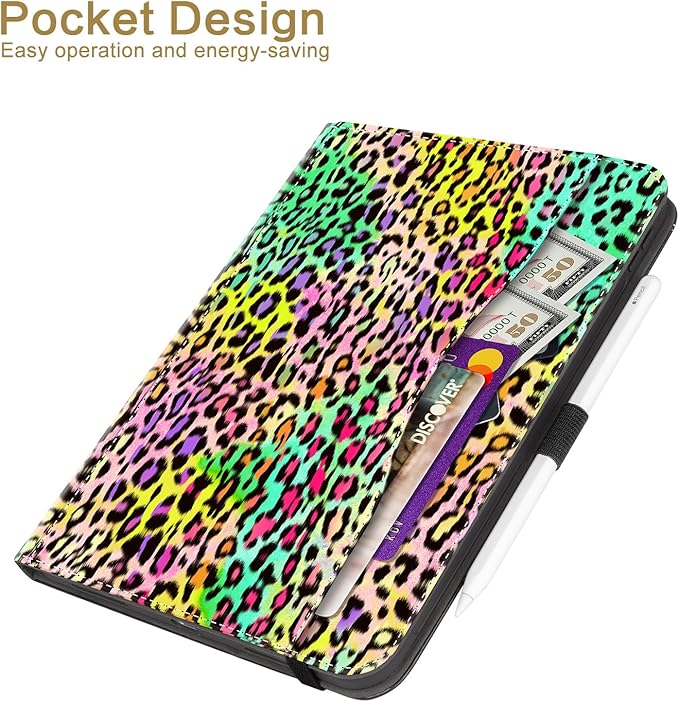 Vimorco Case for iPad (A16) 11th Generation 2025, for iPad 11th/10th Generation Case, Pencil Holder & Hand Strap & Pocket, Multiple Stand Protector PU Leather Shell Cover, Auto Wake/Sleep, Leopard