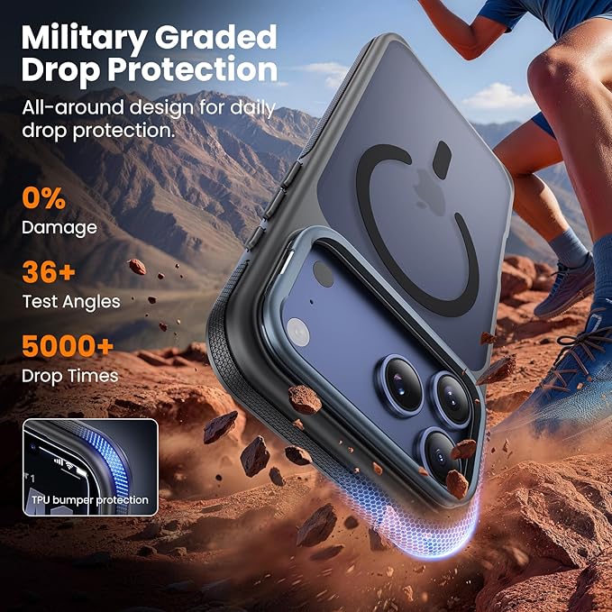 2 in 1 for iPhone 17 Pro Max Case,[1 Screen Protector],7X Military-Grade Drop Protection,Fits MagSafe,Tough, Rugged & Durable for Heavy Duty iPhone 17 Pro Max Case,Black