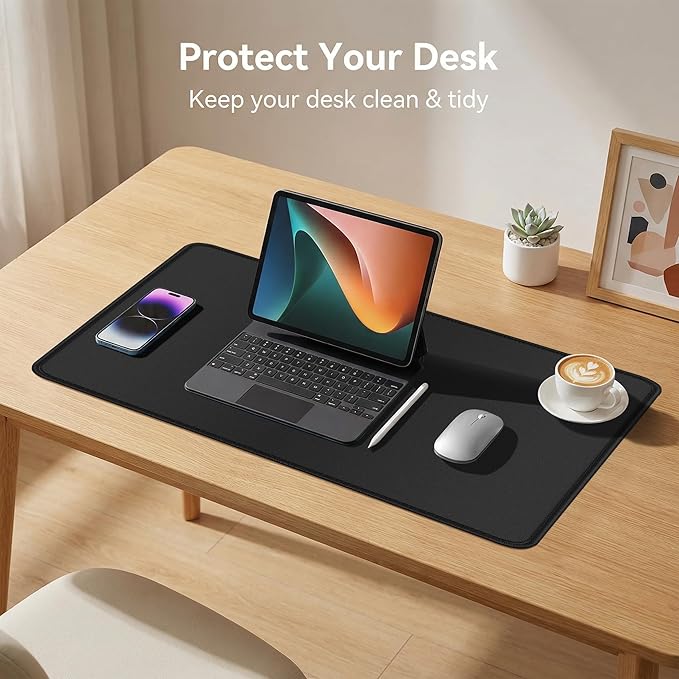 Rcege Large Mouse Pad for Desk - Gaming Mouse Pad with Stitched Edges, Anti-Slip Base for Keyboard and Mouse(Black, 31.5L x 15.8W inches)