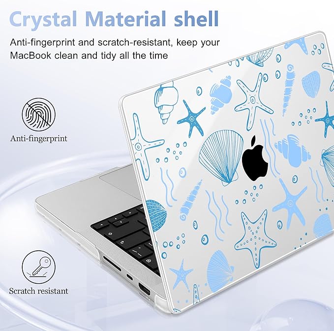 May Chen for 2026 MacBook Pro 14-inch M5 M4 M3 M2 M1 Pro/Max Chip, Release 2026 2025-2021, Model A3427 A3426 A3434 A3112 A3401 A3185, Plastic Hard Shell with Keyboard Cover, Sea Star