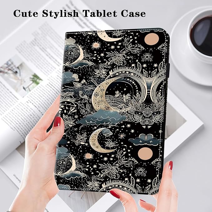 Case for iPad Pro 12.9 2022/2021/2020/2018, PU Leather Tablet Cases Flip Folio Multi-Angle Viewing Stand Protective Cover for iPad Pro 12.9" 6th Gen/5th Gen/4th Gen/3rd Gen - Moon