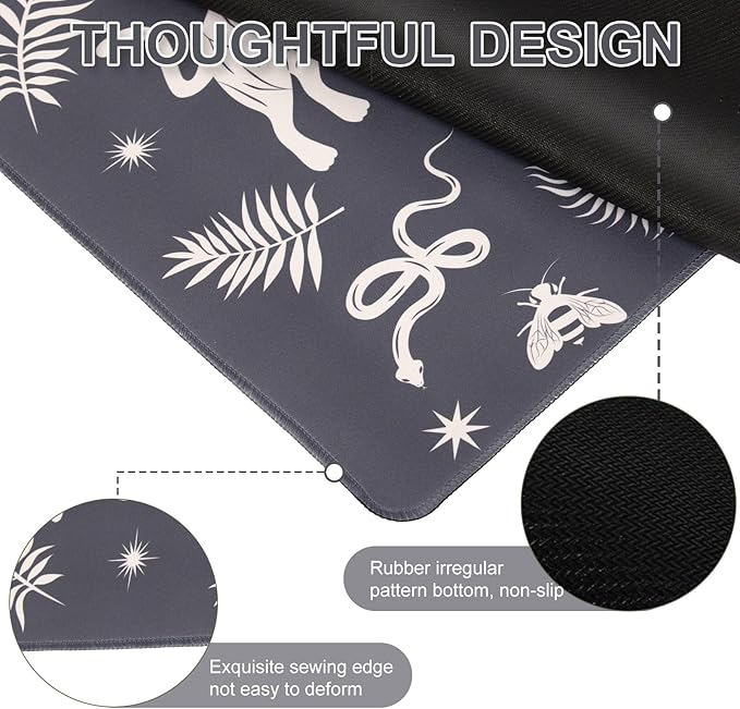 L-SPOUTTO Black Mystical Desk Mat for Keyboard and Mouse,Astrology XXL Gaming Mouse Pad,Large 35.4x15.7in Non-Slip Rubber Base Keyboard Pad Desktop Mat for Laptop Computer Work Home Office-Wild Animal