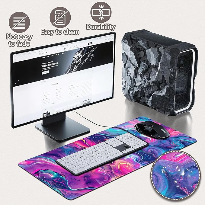 Gaming Mouse Pad - (31.5"×11.8") Topographic Large Mouse Pads for Desk - Desk Mat for Keyboard and Mouse with Non-Slip Base, Desks Pad Matfor Game/Office & Home