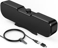 Cirqon Computer Speakers for Desktop PC, Easy Volume Knob, Sturdy Clamp, Basic Sound, Laptop Speakers with Compact Design, USB/USB C Adapter for Power and Audio(Black)
