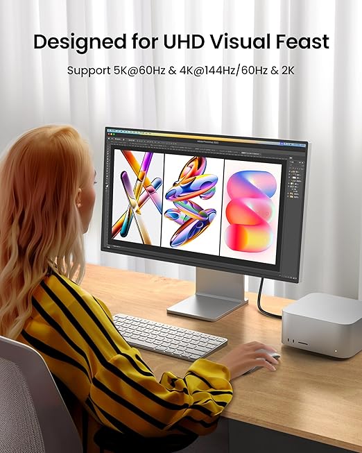 Silkland 20Gbps USB C Data Cable Right Angle, Short 1.6FT 90 Degree USB C 3.2 Gen 2x2 High Speed Data Transfer Cable, 5K/4K 60Hz Monitor Display, 240W PD, Type C Compatible for SSD, Hub, Dock,eGPU