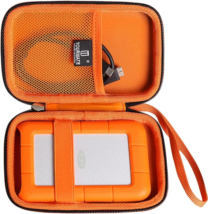 Tourmate Hard Case Compatible for LaCie Rugged Mini 1TB/ 2TB/ 4TB/ 5TB External Hard Drive Portable HDD, Hard Travel Case for Rugged Thunderbolt USB 3.0 2.0 USB-C External (Box Only)