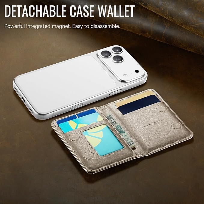Vinich for MagSafe Wallet Magnetic RFID Blocking Card Holder Compatible with MagSafe Phones and Cases, Strong Magnet Minimalist Phone Wallet for iPhone 17/16/15/14/13/12/ Pro/Max/Plus, Desert Titanium