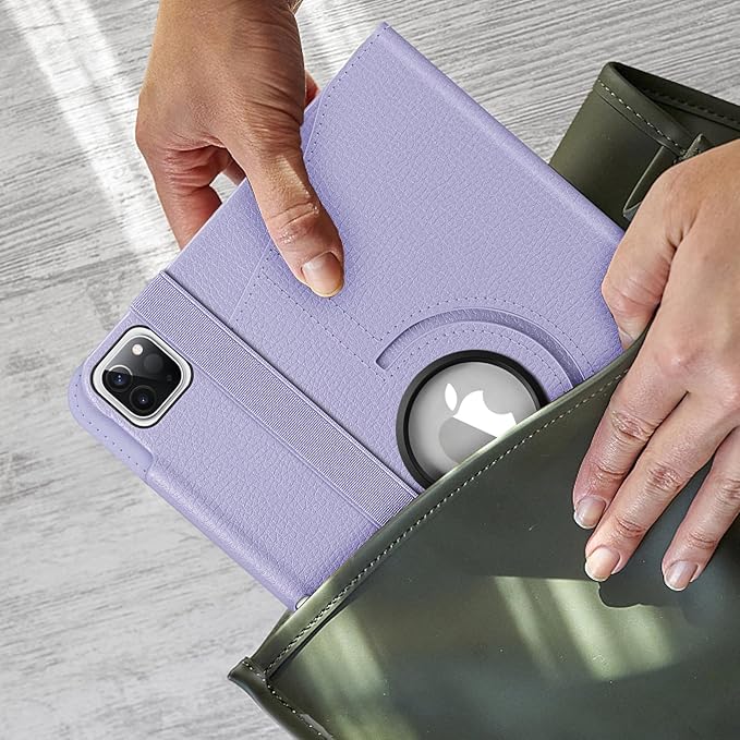 Fintie Rotating Case for iPad Pro 11-inch (4th / 3rd Generation) 2022/2021-360 Degree Swiveling Stand Cover w/Pencil Holder, Auto Sleep/Wake, Also Fit iPad Pro 11" 2nd/1st Gen, Lilac Purple
