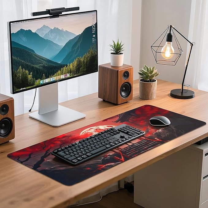 Gaming Mouse Pad - (31.5"×11.8") Japanese Samurai Large Mouse Pads for Desk - Desk Mat for Keyboard and Mouse with Non-Slip Base, Desks Pad Matfor Game/Office & Home