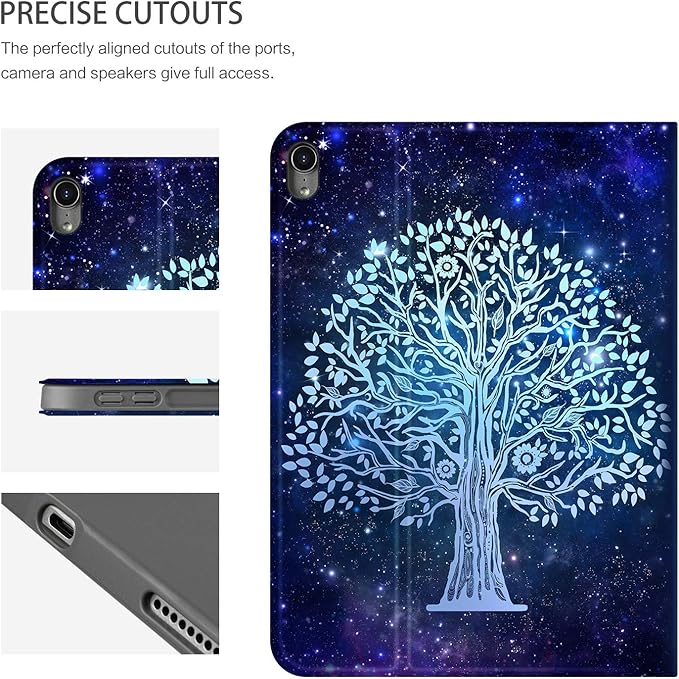 Case for iPad Air 11-Inch (M3/M2) 2025/2024, iPad Air 5th/4th Generation 10.9 Inch Case 2022/2020, iPad air 11 inch case Multi-Angle View Adjustable Stand Shockpoof with Auto Wake/Sleep, Galaxy Tree