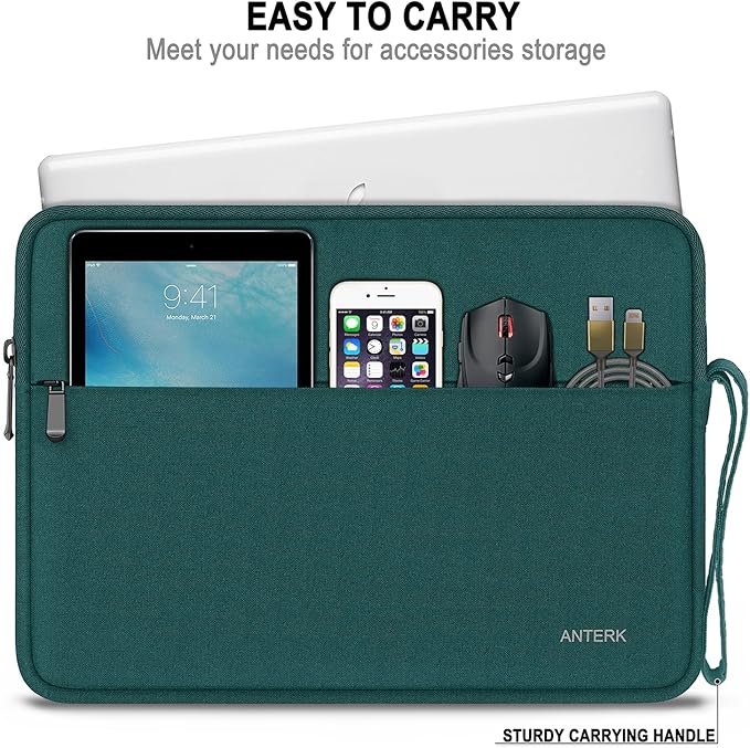 Laptop Case 14 Inch, Water Resistant Traveling Computer Cover with Handle, Shockproof Protective Carrying Laptop Sleeve Compatible for 14 Inch MacBook Air/Pro, HP, Dell, Lenovo, Cyan
