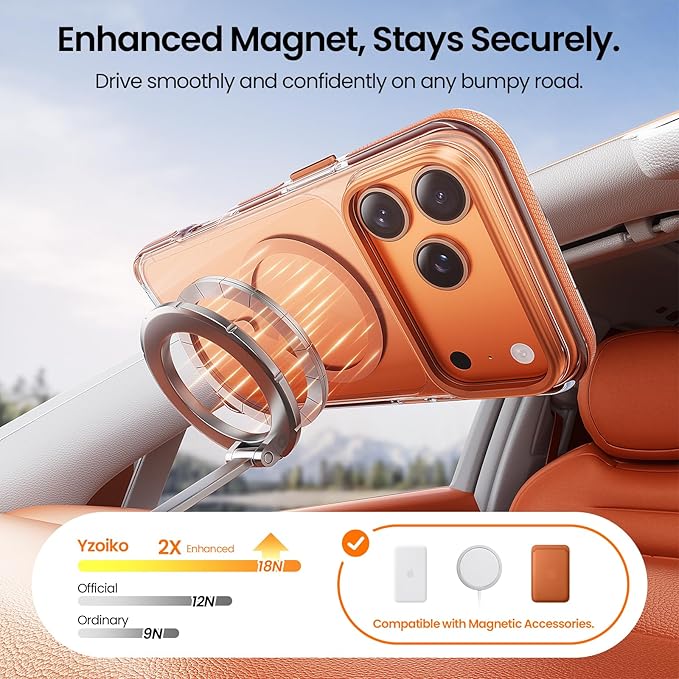 2 in 1 for iPhone 17 Pro Max Case,[1 Screen Protector],7X Military-Grade Drop Protection,Fits MagSafe,Tough, Rugged & Durable for Heavy Duty iPhone 17 Pro Max Case,Orange-Clear