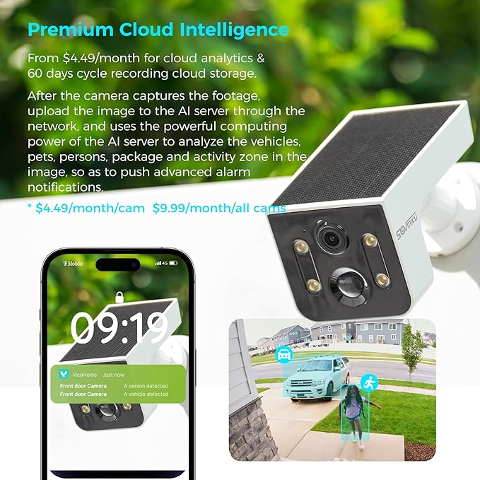 Vicohome 4CG6L Best 2K Solar Security Camera Wireless Outdoor System,No NVR Needed,Battery Powered,Easy to Setup,Motion Detection,Two Way Audio,Color Night Vision,SD Slot,180 Days Exchange Policy