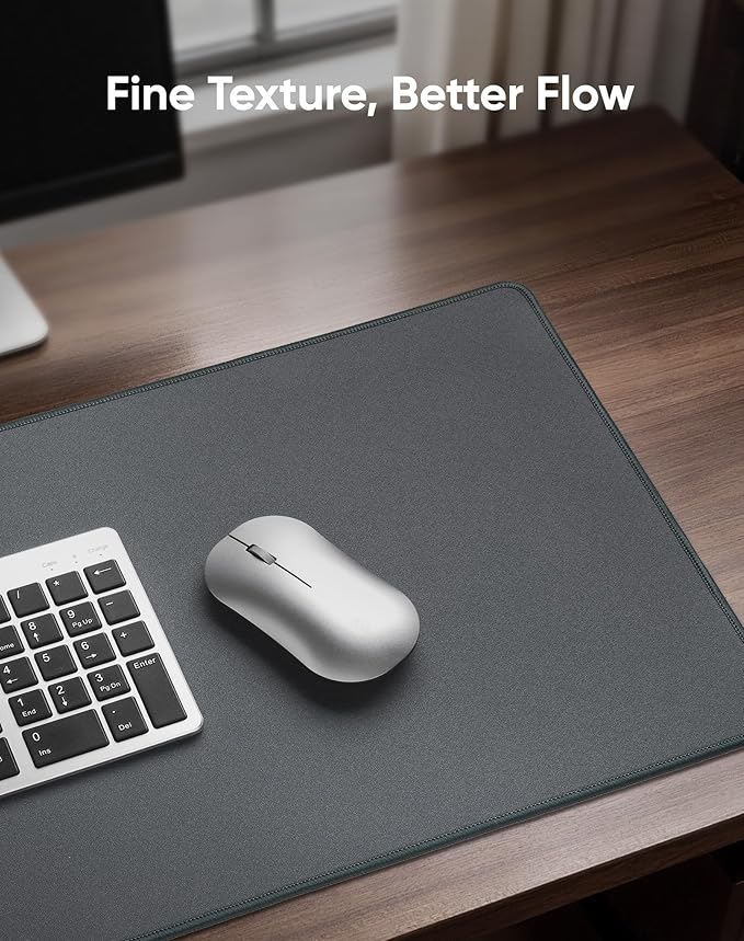 Reniteco Waterproof Large Gaming Mouse Pad with Durable Stitched Edges, Non-Slip Rubber Base, Grainy Jacquard Mouse Mat Desk Pad for Home Office Gaming, 31.5''x11.8''x0.12'', Matte Gray