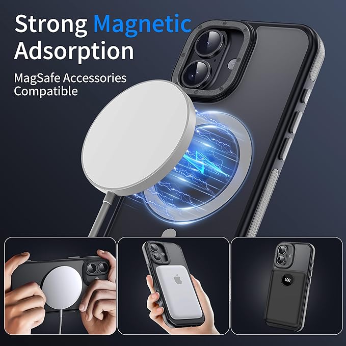 Strong Magnetic for iPhone 17 case [10Ft Military-Grade Protection] Compatible with fit MagSafe Shockproof Slim Thin Cover case for iPhone 17 6.3 inch, Gray Bumper