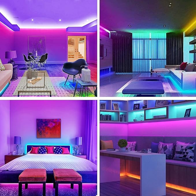 Keepsmile 130ft Led Strip Lights (2 Rolls of 65ft) Bluetooth Smart App Control RGB Led Light Strip with Remote,Music Sync Color Changing Led Lights for Bedroom Room Home Party Decor