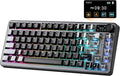 YUNZII B75 PRO MAX QMK/VIA Wireless Mechanical Keyboard,75% Layout with Screen and Knob,Custom Hot Swap Gasket,Creamy Pre-lubed Switches,Bluetooth/Type-C/2.4G for Win/Mac (Black,Milk V2 Switch)