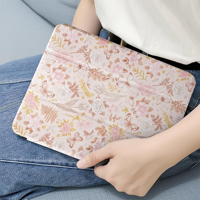MrARTIST for iPad Air 11 Inch Case M3/M2 - Air 5th/4th Generation 10.9" Cute Women Girls Girly Kawaii Aesthetic Kawaii Design for Apple Air Tablet Cover with Pencil Holder, Pink Floral