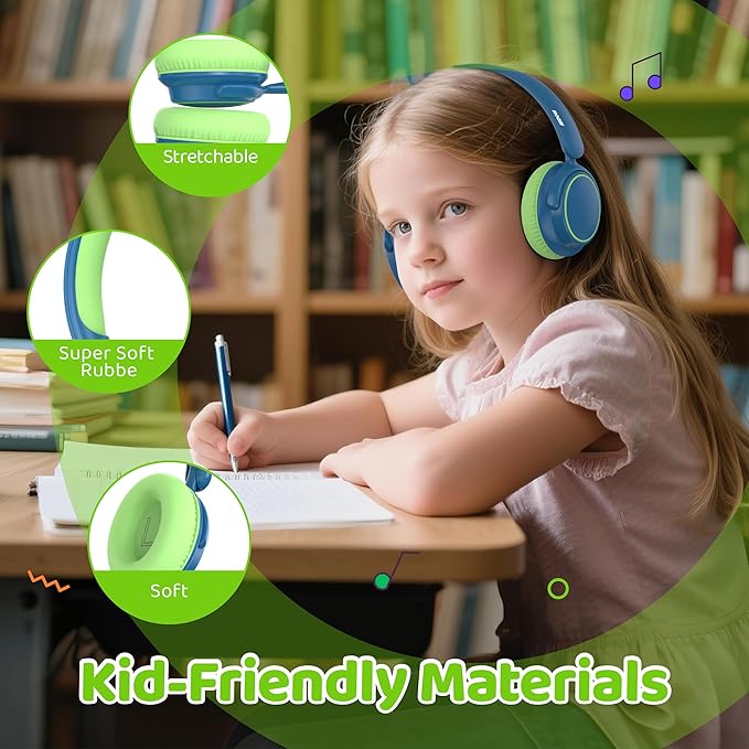 MIDOLA Kids Wireless Headphones Active Noise Cancelling Lightweight Bluetooth Headphone for Kid,Volume Limited 85/94dB Foldable Over-Ear Headset with Mic,68 Hours Playtime,for Toddler Child Green