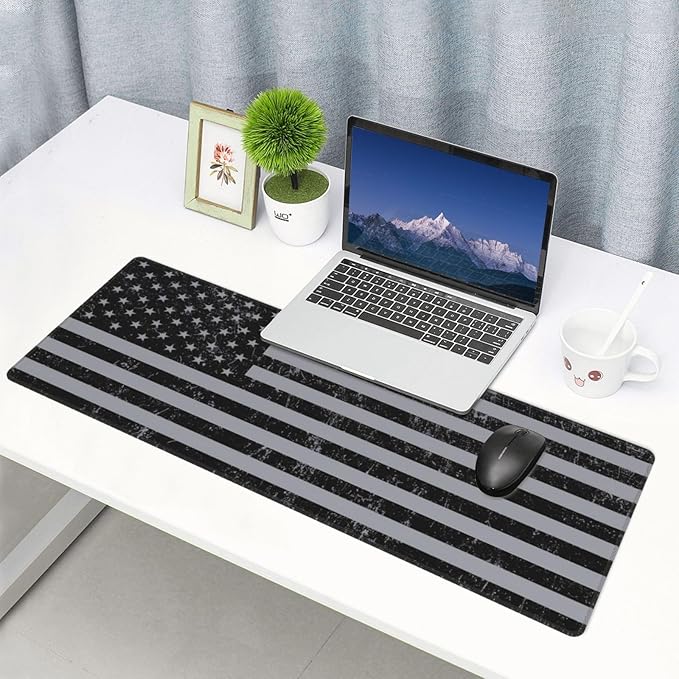American Flag Gaming Mouse Pad, 31.5 x 11.8 Inch Large Mouse Pads for Desk, Keyboard Mouse Mat with Non-Slip Base for Home and Office