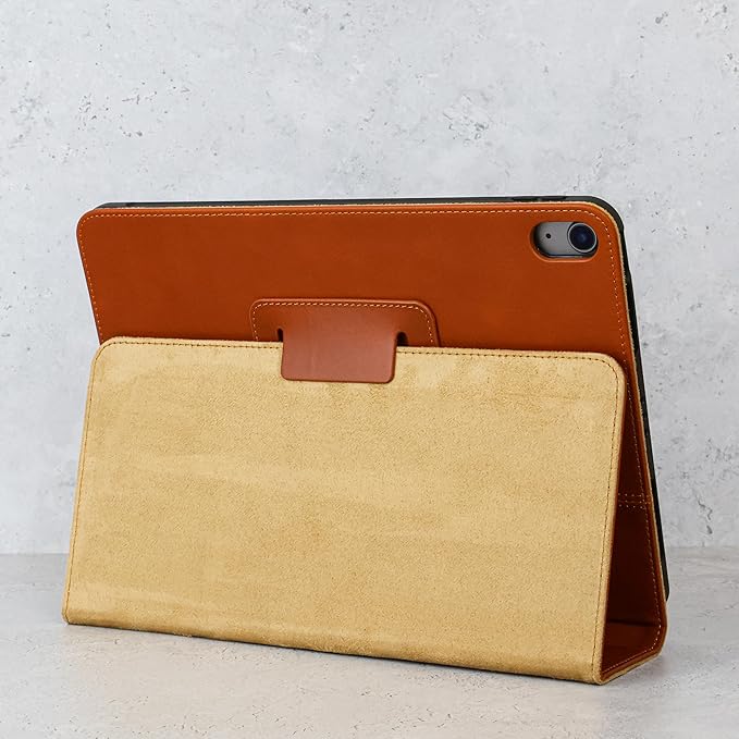 Casemade Real Leather Case Compatible with iPad 11th Gen A16 2025 / 10th Gen (2022) - Full-Grain Leather Cover, Auto Sleep/Wake, Dual Stand Position (Tan)