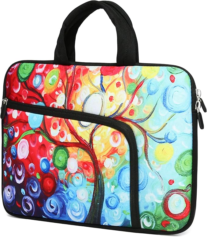 11 11.6 12 12.1 12.5 inches Laptop Sleeve Chromebook Case Ultrabook Case Notebook PC Messenger Bag Tablet Neoprene Handle Sleeve for Adult Men Women, Two Pockets (Colorful Tree)