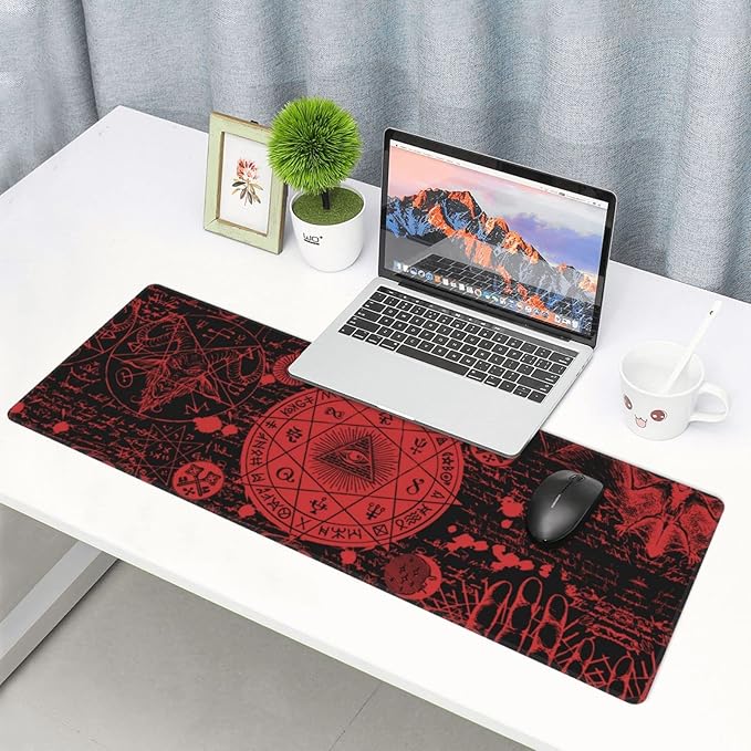 Vintage Mystic Goth Witchy Mouse Pad Extended Large Gaming Mouse Pad XL Oversized Desk Pad Stitched Edges 31.5 X 11.8 Inch