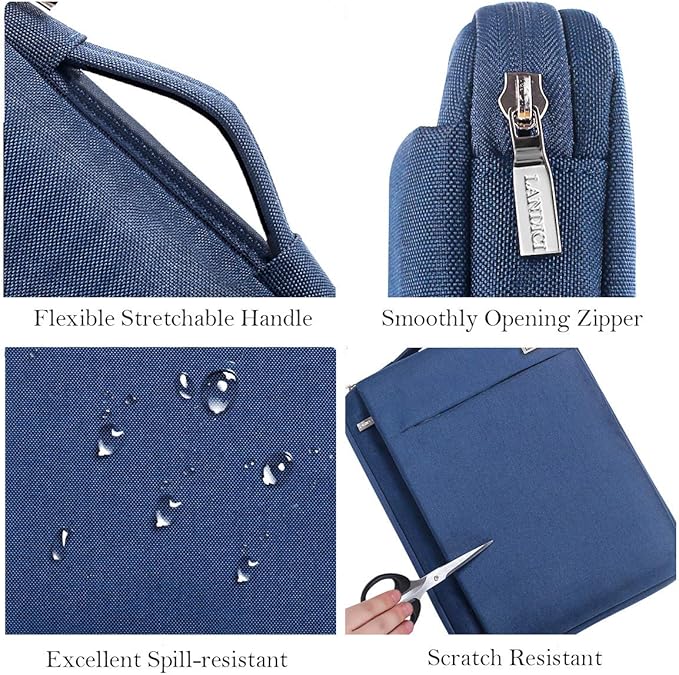LANDICI 360° Protective Laptop Sleeve 11.6 Inch for Surface Pro 7 8 9/Laptop Go 2 3, MacBook Air 11, Small Computer Bag Carrying Case for 11-12 Inch Chromebook, Slim, Shockproof, Waterproof, Blue