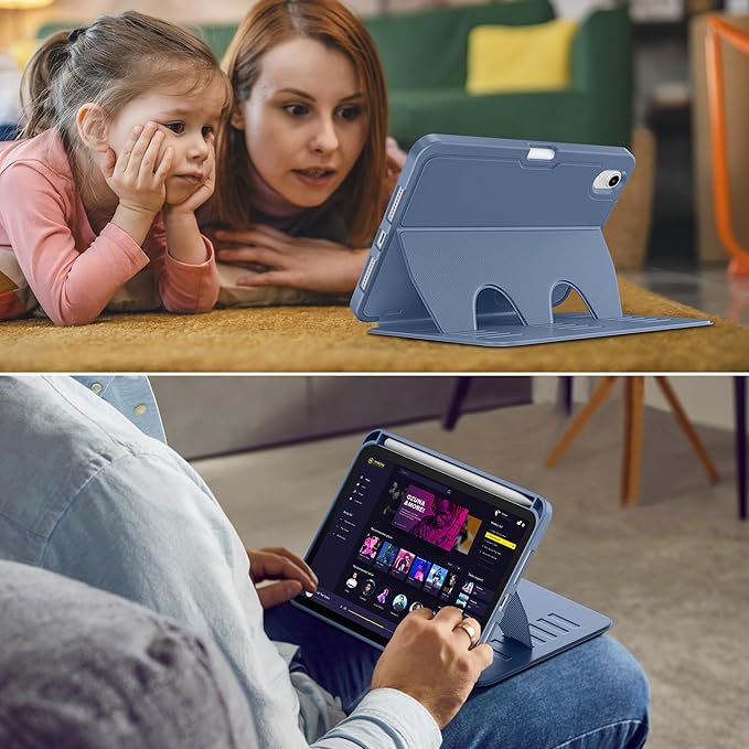 VIKESI Case for iPad mini 7 (A17 Pro) and iPad mini 6,Multiple Angles Magnetic Stand Cover,Shockproof Soft Back,Pencil Holder,and Auto Sleep/Wake,Mist Blue