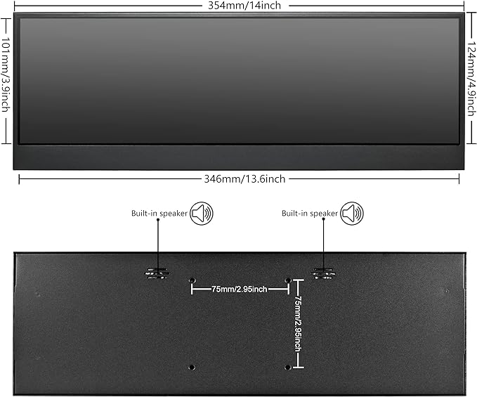 wisecoco 14'' 4K UHD IPS 3840x1100 Stretched Bar Touch Screen Display Monitor for Laptop Computer PC Speed Temperature Windows Aida64 CPU GPU HDMI Secondary Monitor for Music Media Timeline Editing
