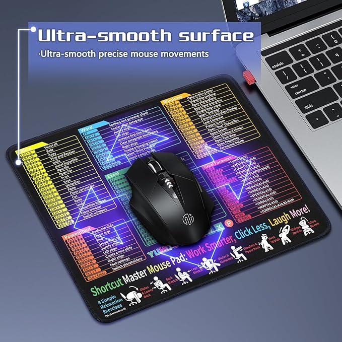 Excel Cheat Sheet Desk Pad - Mouse Pad - Excel Cheat Sheet Desk Mat, Non-Slip Base Mousepad Suitable for Office, Computer Games, Desk Mat and More (1, 11.8" x 9.84")