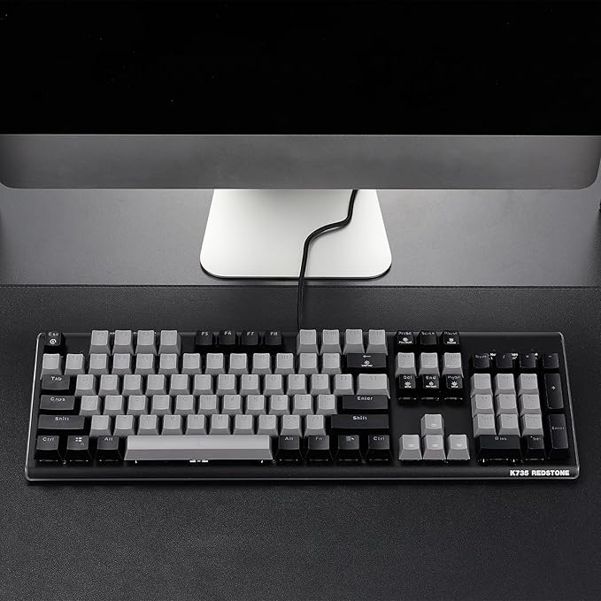 Hexgears GK735 Wired Full Size Mechanical Keyboard, Aluminum Housing Built for Gamers w/Kailh Box White Switch, White Backlit + Surrounded by RGB Light Strip, 104 Keys Gaming Keyboard for PC/Mac