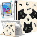 Uppuppy for iPad mini 7 Case (A17 Pro) for iPad mini 6th Generation Case - 360 Rotating Stand Folio Smart Cover with Pencil Holder for Women Girls, Black Cats for Apple Tablet Mini 8.3 inch 2024/2021