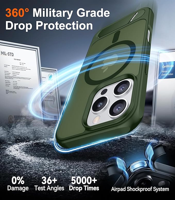 Magnetic Compatible with iPhone 16 Pro Case, [Built-in Invisible Kickstand][Compatible with MagSafe][Military Grade Shockproof] Slim Translucent Matte Phone Case for iPhone 16 Pro 6.3"