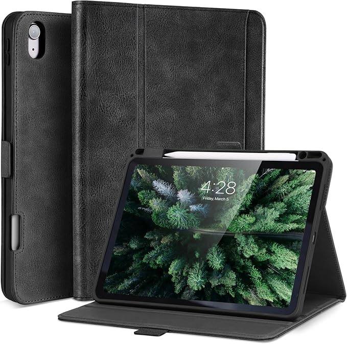 Handmade Case for iPad Air 13 Inch M4/M3/M2 (2026/2025/2024) with Pencil Holder Pocket,Magnetic Closure,Multi Angles Stand,Typing Angle,Folio Protective Cover,Auto Sleep/Wake,Black